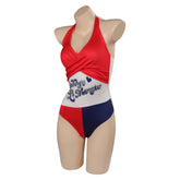 Ugly Girl Harley Quinn Cosplay Two Piece Swimsuit with Sheer Kimono Cardigan Cover Up Original Design